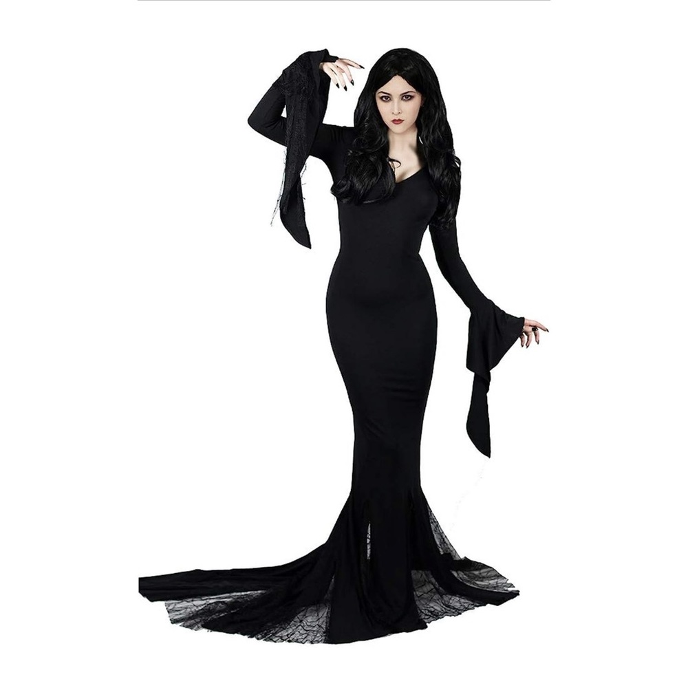 Cosplay Morticia Elvira Witch Dress for Halloween